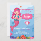 Mermaid Birthday Invitation, Editable Invitation Kaart (Voorkant)