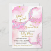 Mermaid Birthday Invitation for a Girl, Editable Kaart (Voorkant)
