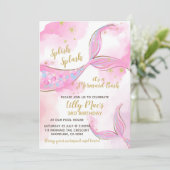 Mermaid Birthday Invitation for a Girl, Editable Kaart (Staand voorkant)