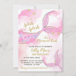 Mermaid Birthday Invitation for a Girl, Editable Kaart