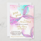 Mermaid Birthday Invitation for a Girl, Editable Kaart (Voorkant)