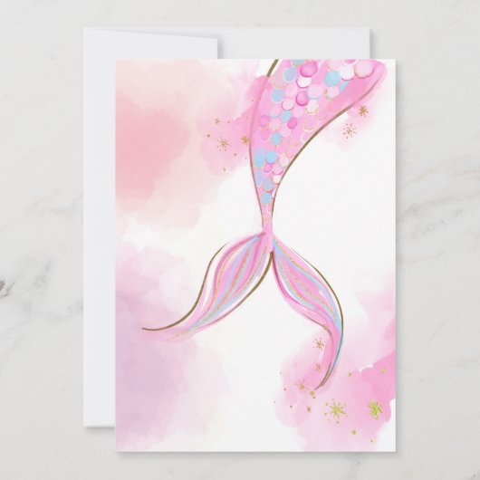 Mermaid Birthday Invitation for a Girl, Editable Kaart (Achterkant)