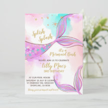 Mermaid Birthday Invitation for a Girl, Editable