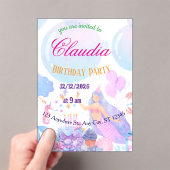 Mermaid Birthday Invitation for Kids Acryl Uitnodigingen (Insitu (Draagbaar))