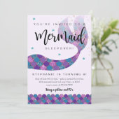 Mermaid Birthday Invitation for Slapepover Kaart (Staand voorkant)