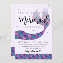 Mermaid Birthday Invitation for Slapepover Kaart