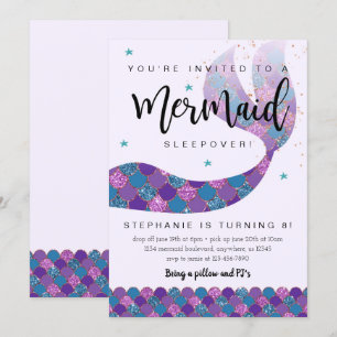 Mermaid Birthday Invitation for Slapepover Kaart