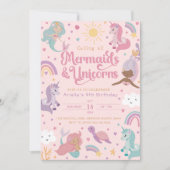 Mermaid Birthday Invitation Four - Cute Pink Kaart (Voorkant)