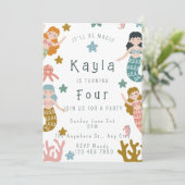 Mermaid Birthday Invitation Kaart (Staand voorkant)