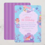 Mermaid Birthday Invitation Kaart (Voorkant / Achterkant)