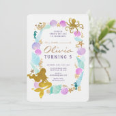 Mermaid Birthday Invitation Kaart (Staand voorkant)