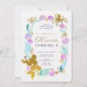 Mermaid Birthday Invitation Kaart (Voorkant)