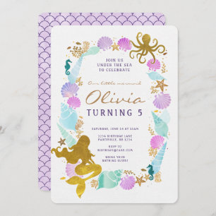 Mermaid Birthday Invitation Kaart