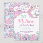 Mermaid Birthday Invitation Kaart (Voorkant / Achterkant)