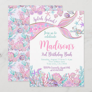 Mermaid Birthday Invitation Kaart