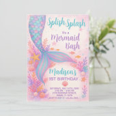 Mermaid Birthday Invitation Kaart (Staand voorkant)