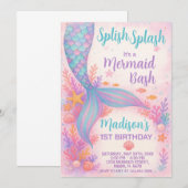 Mermaid Birthday Invitation Kaart (Voorkant / Achterkant)