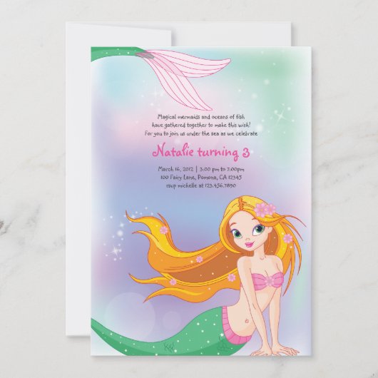 Mermaid Birthday Invitation Kaart (Voorkant)