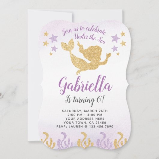Mermaid Birthday Invitation Kaart (Voorkant)