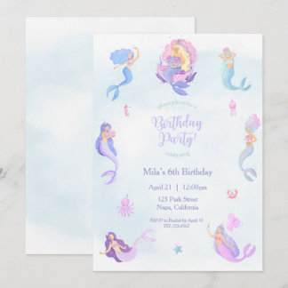 Mermaid Birthday Invitation Kaart