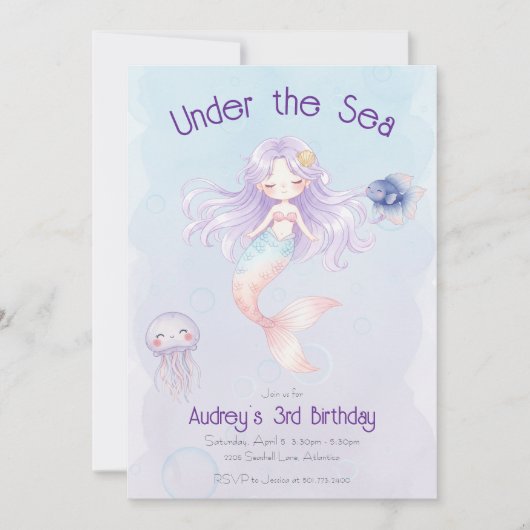 Mermaid Birthday Invitation Kaart (Voorkant)