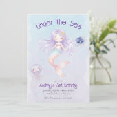 Mermaid Birthday Invitation Kaart (Staand voorkant)