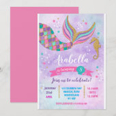 Mermaid Birthday Invitation Kaart (Voorkant / Achterkant)