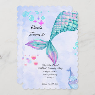 Mermaid Birthday Invitation Kaart