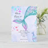 Mermaid Birthday Invitation Kaart (Staand voorkant)
