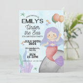 Mermaid Birthday Invitation Kaart (Staand voorkant)