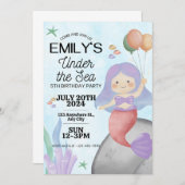Mermaid Birthday Invitation Kaart (Voorkant / Achterkant)