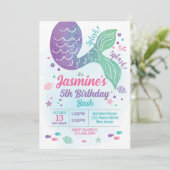 Mermaid Birthday Invitation Kaart (Staand voorkant)