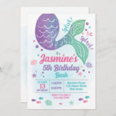 Mermaid Birthday Invitation Kaart (Voorkant / Achterkant)
