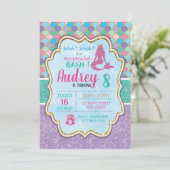 Mermaid Birthday Invitation Kaart (Staand voorkant)