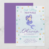 Mermaid Birthday Invitation Kaart (Voorkant / Achterkant)