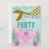 Mermaid Birthday Invitation Kaart (Voorkant)