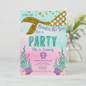 Mermaid Birthday Invitation Kaart (Staand voorkant)