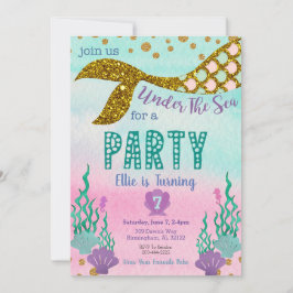 Mermaid Birthday Invitation Kaart