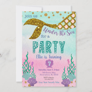 Mermaid Birthday Invitation Kaart