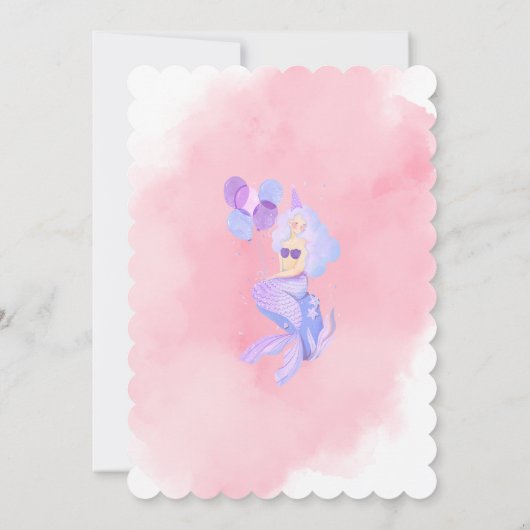 Mermaid Birthday Invitation Kaart (Achterkant)