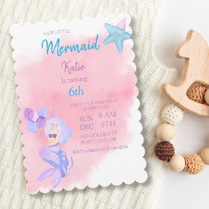 Mermaid Birthday Invitation Kaart