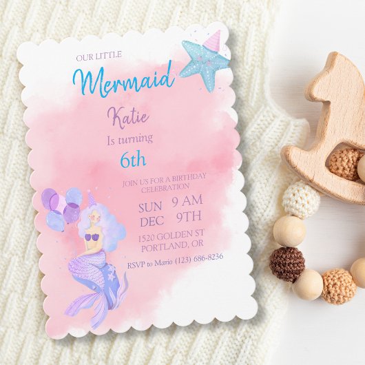 Mermaid Birthday Invitation Kaart