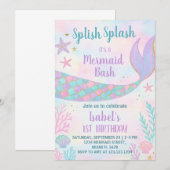 Mermaid Birthday Invitation Kaart (Voorkant / Achterkant)