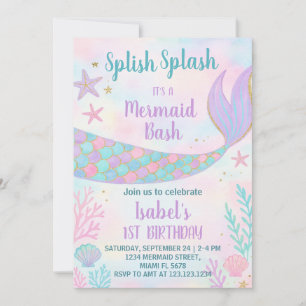 Mermaid Birthday Invitation Kaart