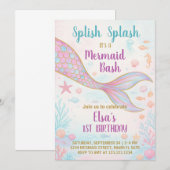 Mermaid Birthday Invitation Kaart (Voorkant / Achterkant)
