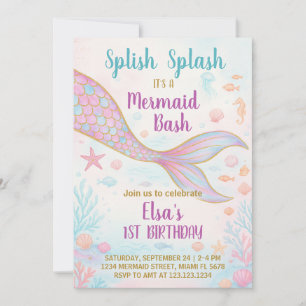 Mermaid Birthday Invitation Kaart