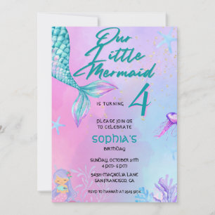 Mermaid Birthday Invitation Kaart