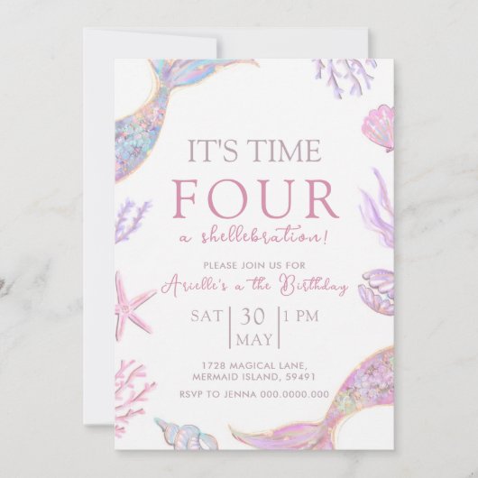 Mermaid Birthday Invitation Kaart (Voorkant)