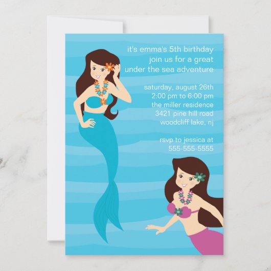 Mermaid Birthday Invitation Kaart (Voorkant)
