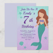 Mermaid Birthday Invitation Kaart (Voorkant / Achterkant)